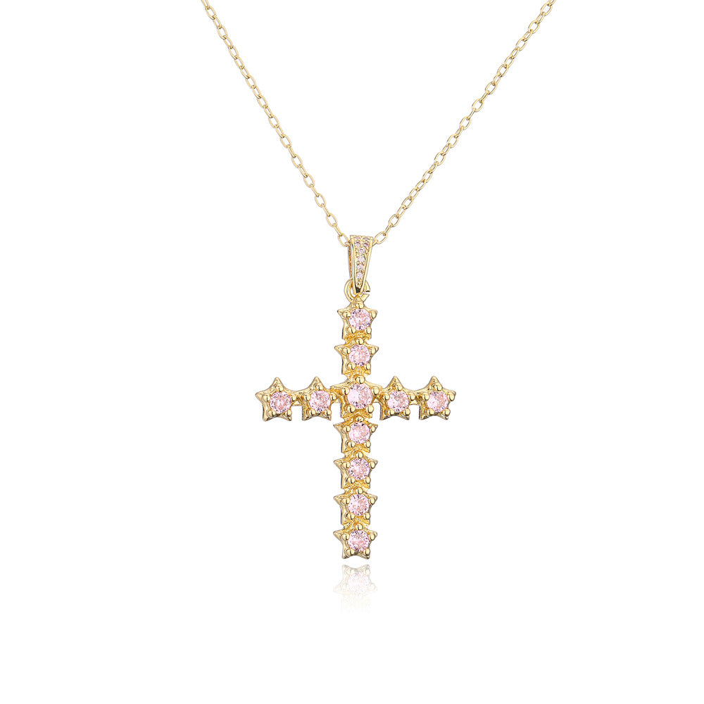 Minimalist Star-Shaped Zirconia Pendant Necklace in Copper with 18K Gold Plating for Women
