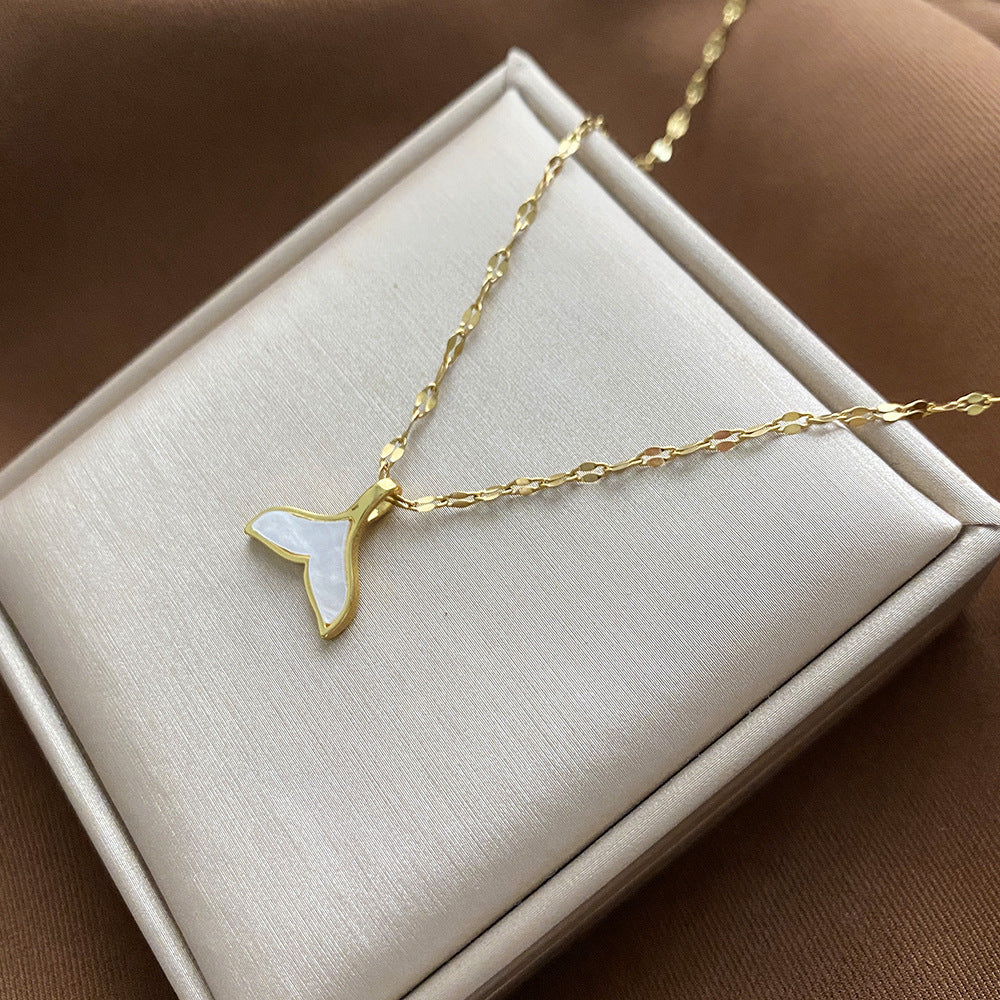 Collana Pendente Floreale Minimalista da Donna e Uomo in Acciaio al Titanio con Finitura Placcata e Catenina a Croce