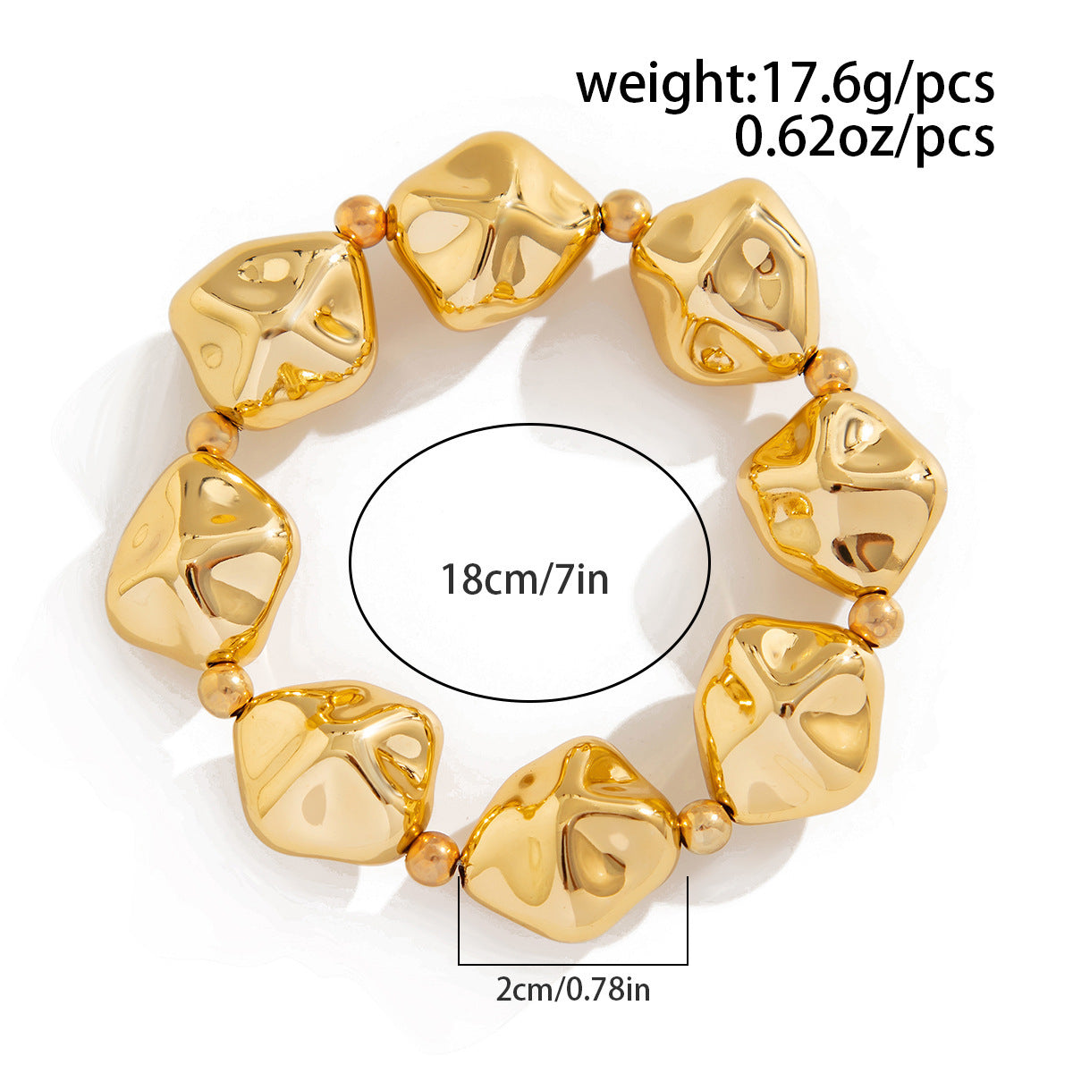 Pulsera de cuentas hexagonal geométrica con baño para mujer