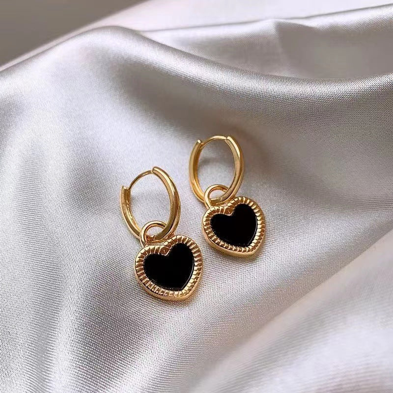 Vintage-Inspired Asymmetrical Heart-Shaped Titanium Steel Earrings with Plated Finish for Women
