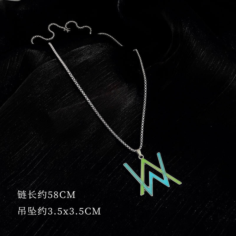 Punk Minimalist Stainless Steel Letter Geometric Necklace for Women, Distressed Finish, Irregular Chain Style, Unisex Fashion Jewelry