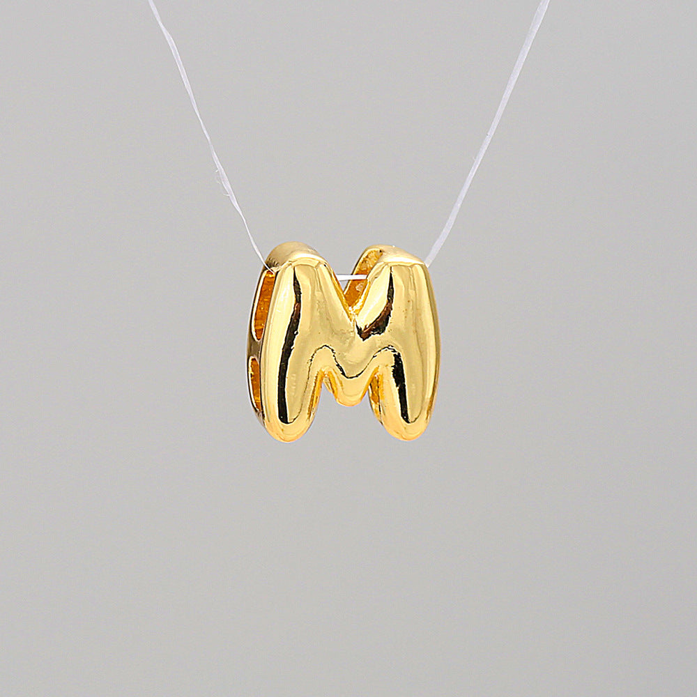 Gold Plated Brass Letter Pendant Stainless Steel Box Chain Necklace Charm Bar