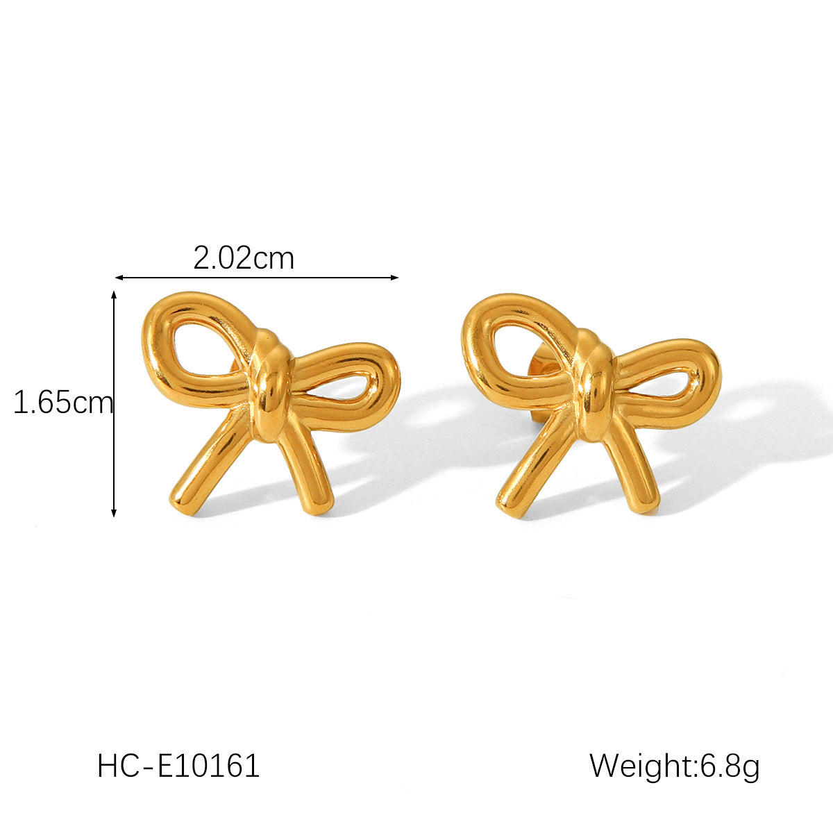 Orecchini a perno da donna in acciaio al titanio a forma di fiocco, ispirati alla moda francese, placcati in oro 18 carati e impreziositi da perle