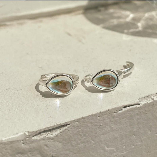 Orecchini a polsino minimalisti in argento sterling 925 con intarsio di strass AB e forma a goccia
