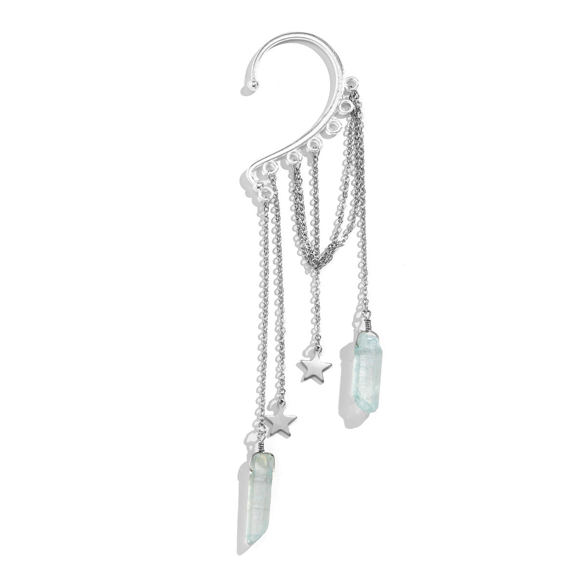 Minimalist Star-Shaped Alloy Earrings with Plated Finish, Fringe Dangle Design and Geometric Five-Pointed Star Accent for Women