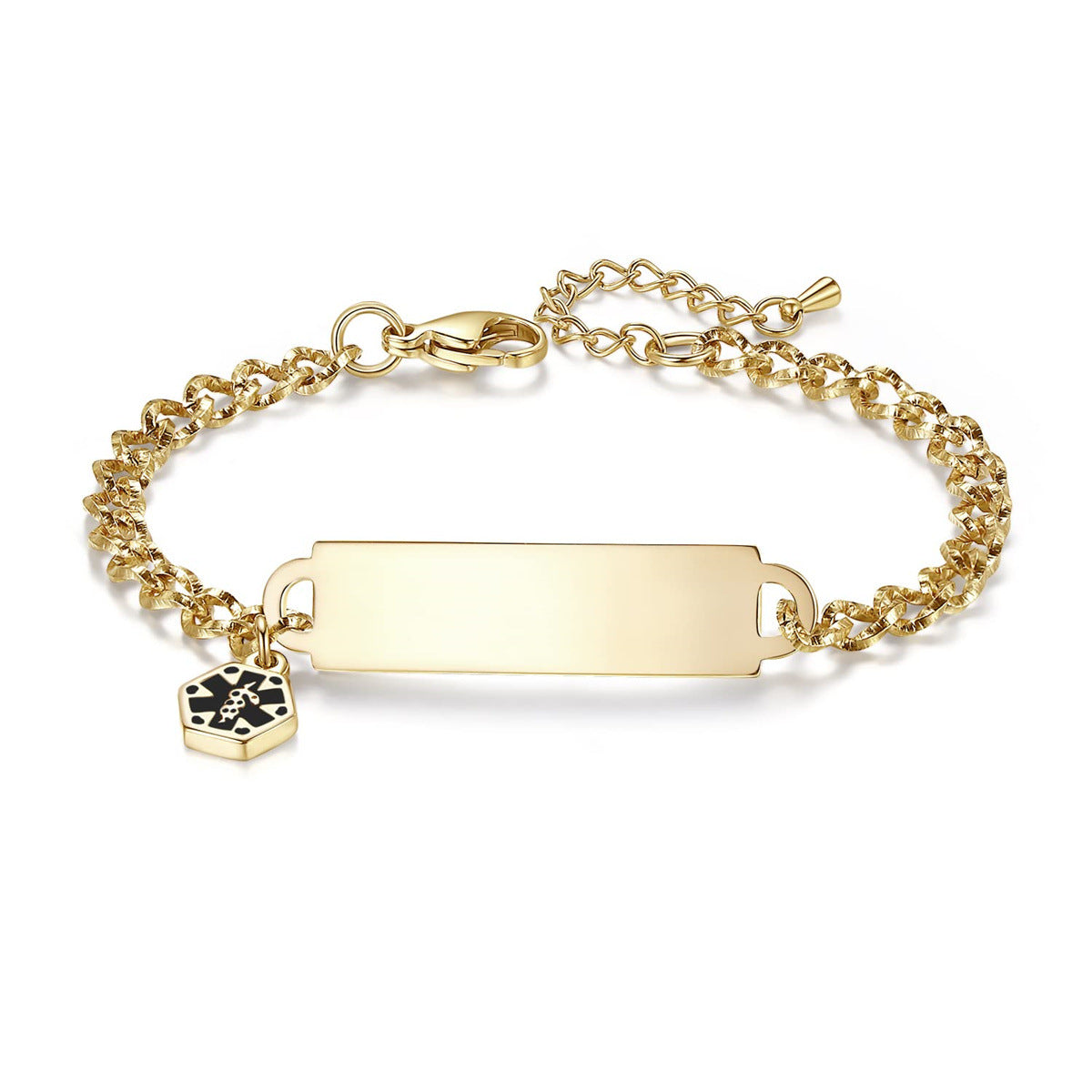Minimalist Geometric Stainless Steel Plated ID Bracelet Charm Bar for Unisex