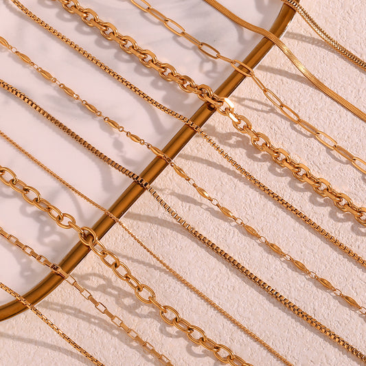 Collana da donna a catena a maglie in acciaio al titanio placcato oro 18 carati con design a lama geometrica, stile minimalista