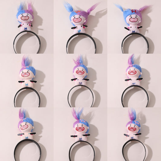 Whimsical Cartoon Rat Hairband for Kids Made of Fabric with Resin Coating and Lace Trim