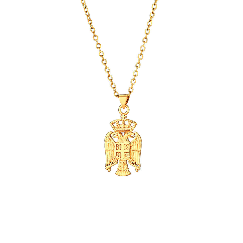 Collana Pendente Aquila alla Moda in Acciaio Inossidabile con Intarsio in Rame e Finitura Galvanizzata, a Forma di Animale, Catena O, Design Unisex