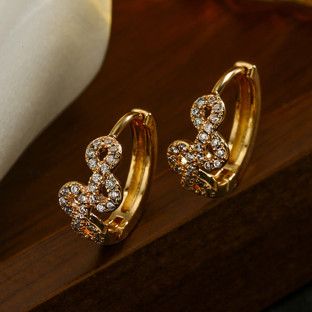 Minimalist Geometric Copper Hoop Earrings with Real Gold Plating and Micro-Pavé Zirconia for Women