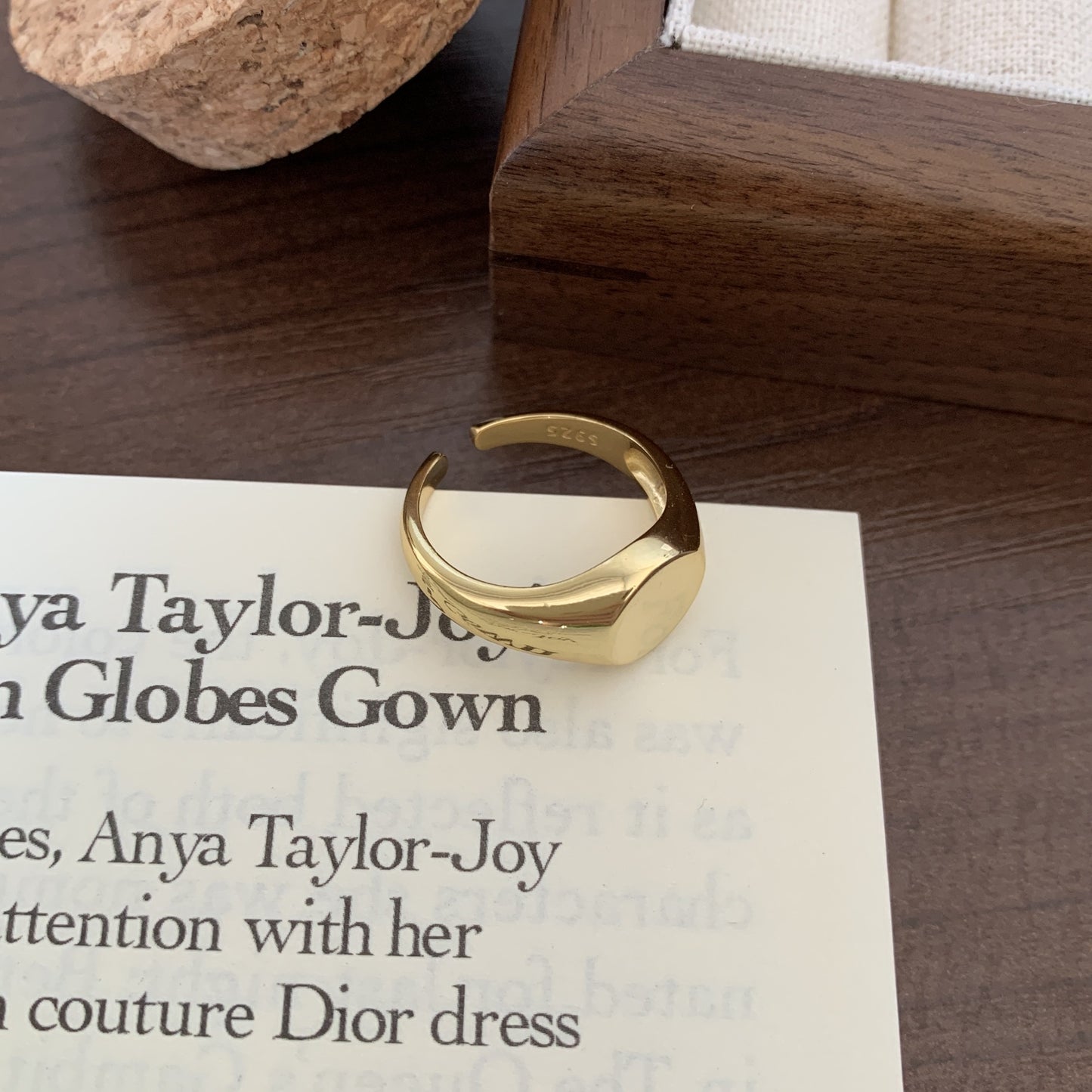 Anillo minimalista dulce de plata de ley 925 chapado en geometría