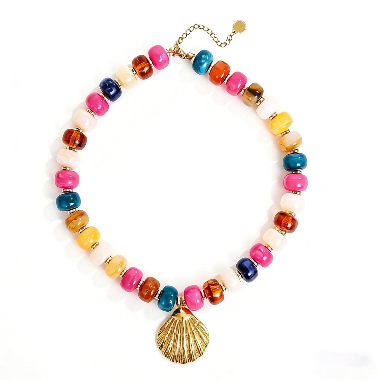 Sweet Geometric Acrylic Shell Starfish Pendant Necklace for Women Adjustable Cable Chain