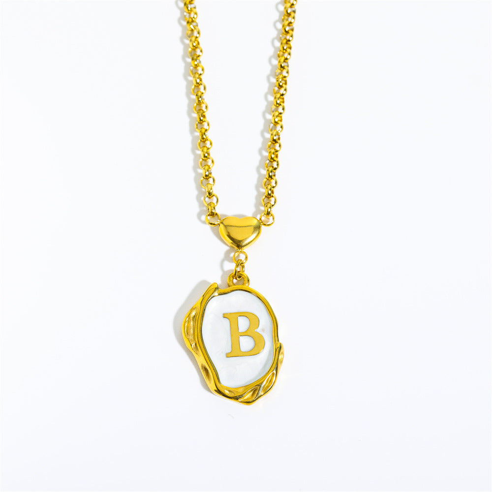 Collana Minimalista in Acciaio Inossidabile a Forma di Lettera con Placcatura in Oro 18K e Catena a O per Uomo e Donna