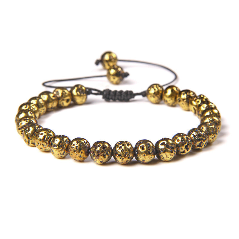 Sweet Sporty Geometric Natural White Crystal Stretch Bracelet 6mm Unisex Handmade Energy Bangle