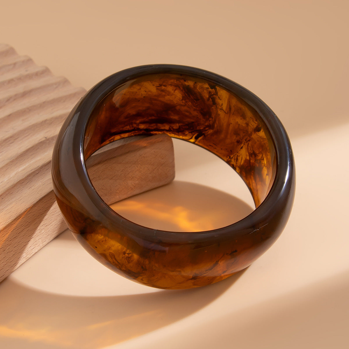 Vintage-Inspired Irregular Resin Wide Bracelet with Geometric Design for Women