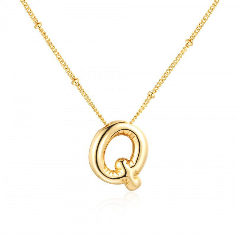 Gold Plated Brass Letter Pendant Necklace for Women