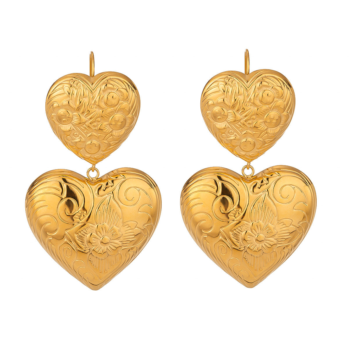 Heart Shaped Plated Stainless Steel Earrings for Women