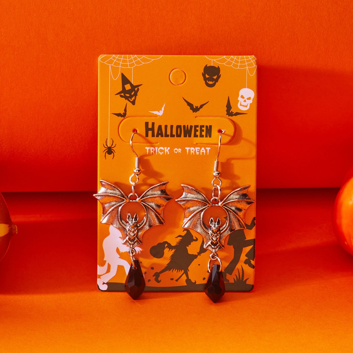 Pendientes góticos de murciélago para mujer con acabado de aleación galvanizada, estilo vintage para festivales de Halloween