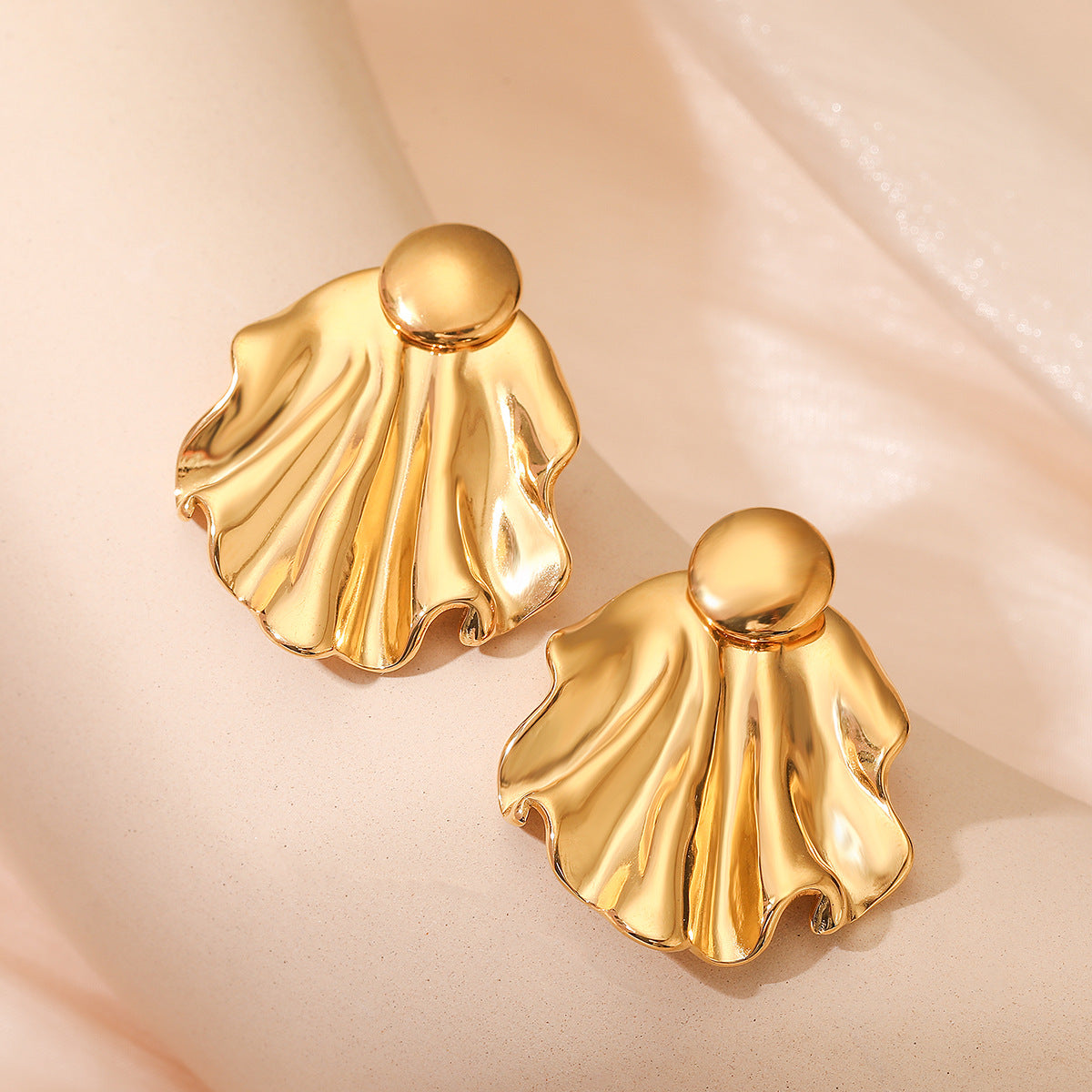 Geometric Stainless Steel Ear Studs for Women with 18K Gold Plating, Irregular Modern Fashion Earrings