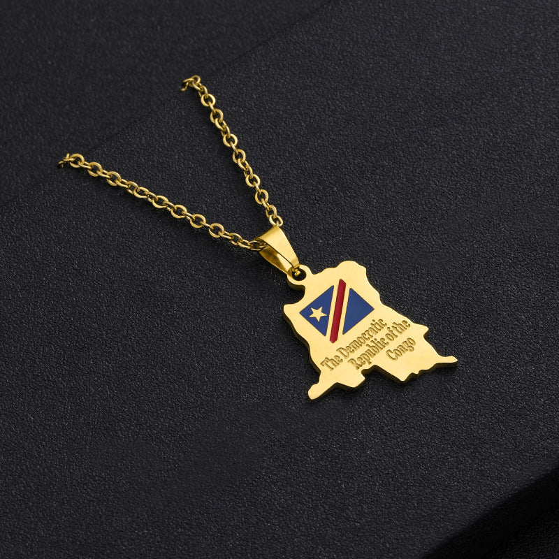 Elegante collana pendente a stella geometrica in acciaio inossidabile con ciondolo in acciaio al titanio e finitura galvanizzata per abbigliamento unisex alla moda