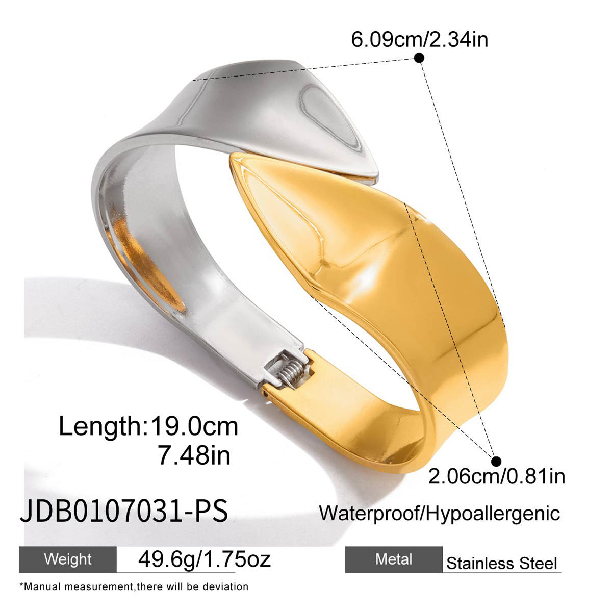 Pulsera geométrica de titanio y acero con baño de oro de 18 quilates Fashion-Commuter para mujer