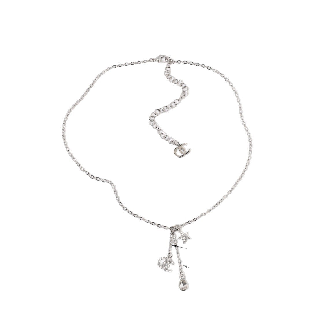 Sweet Gold Plated Brass Star Letter Teardrop Necklace for Women