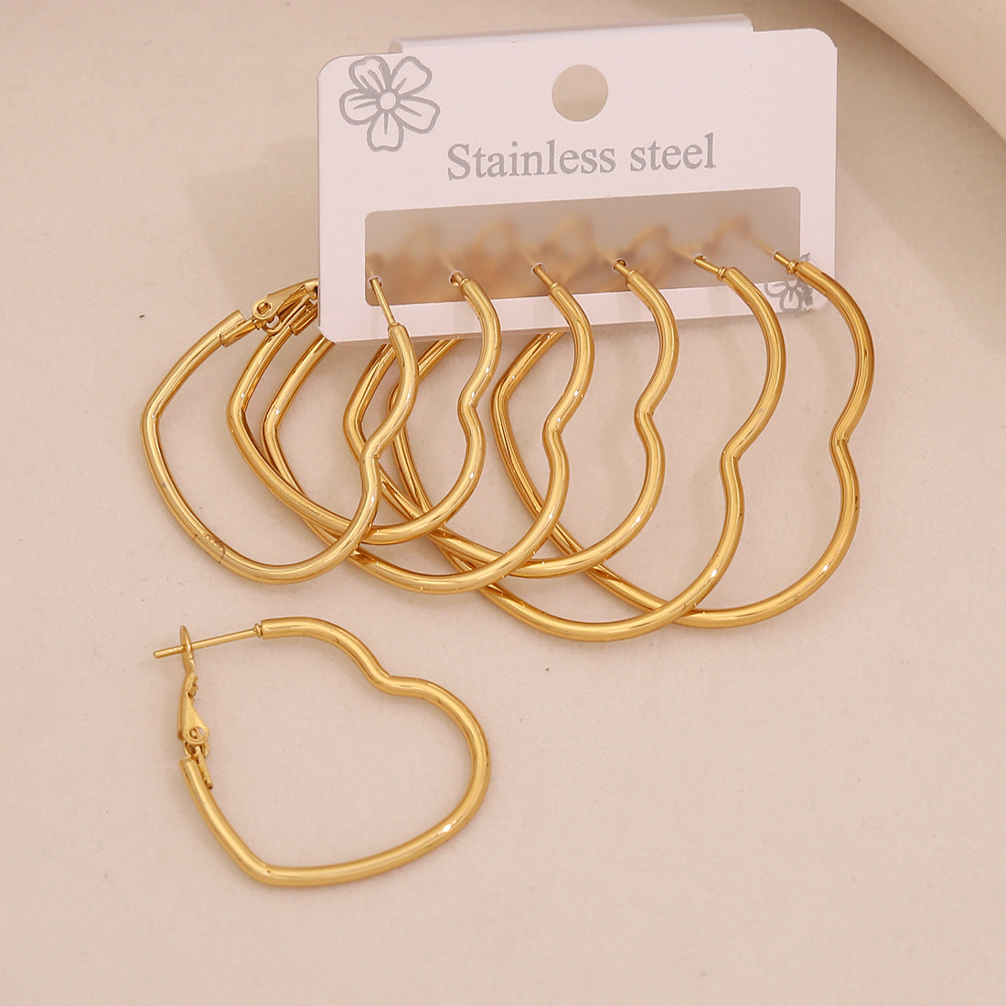 Fashion Geometric Hexagonal Stainless Steel Hoop Earrings with Plated Finish for Women