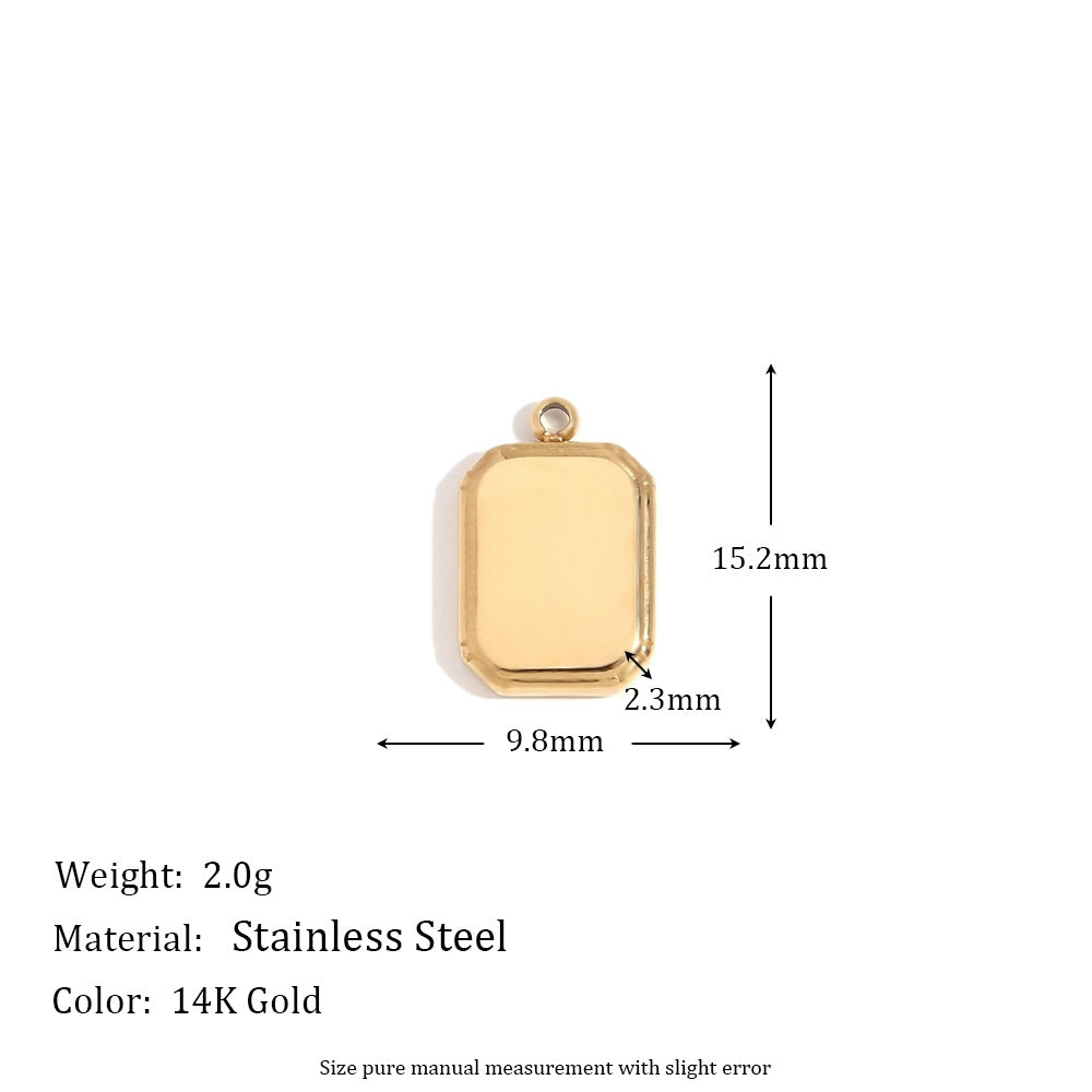 Minimalist Geometric Pendant with 14K Gold Plated Stainless Steel Round Heart Shape and Greek Key Pattern for DIY Jewelry Making