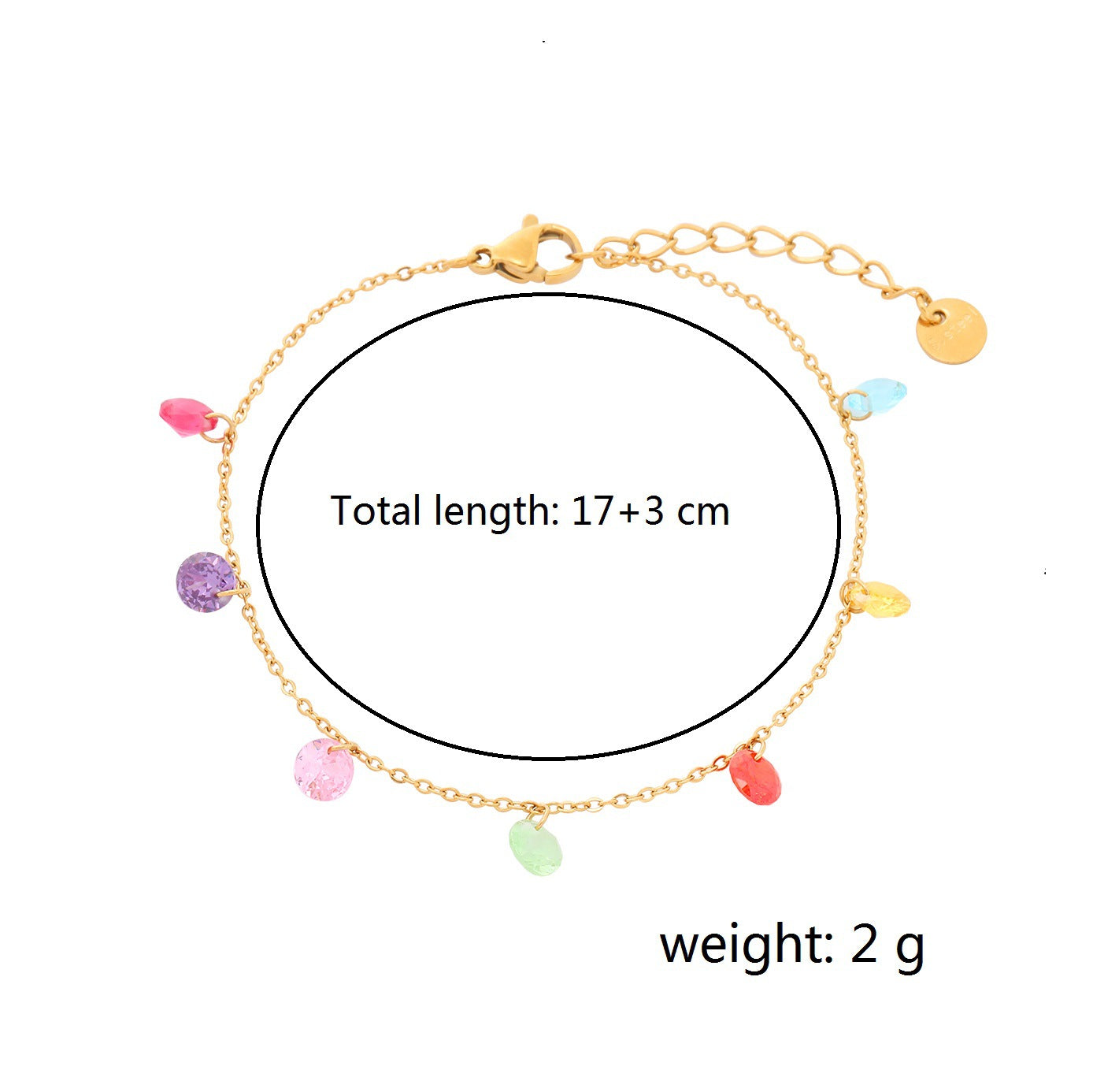 Pulsera de Acero Titanio Dulce Arcoíris con Diamantes de Imitación para Mujer con Forma Geométrica y Acabado Bañado