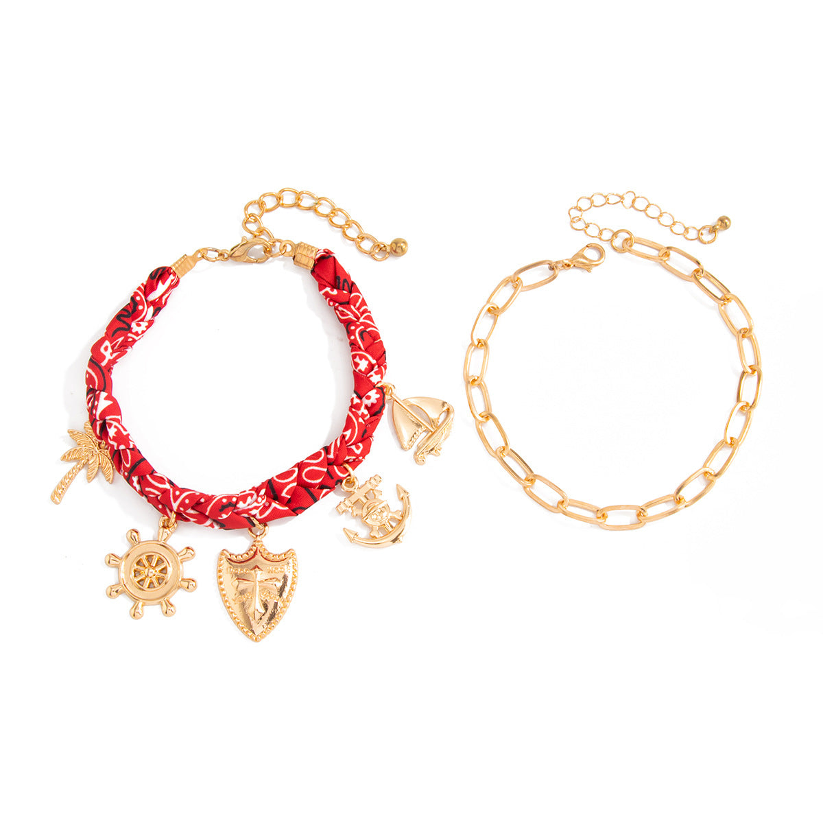 Vintage Zinc Alloy Drip Oil Animal Pendant Anklet with Silk Scarf for Women