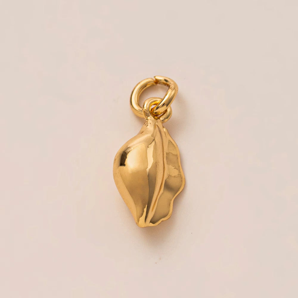 Minimalist Luxury 18K Gold Plated Brass Food Pendant with Cubic Zirconia