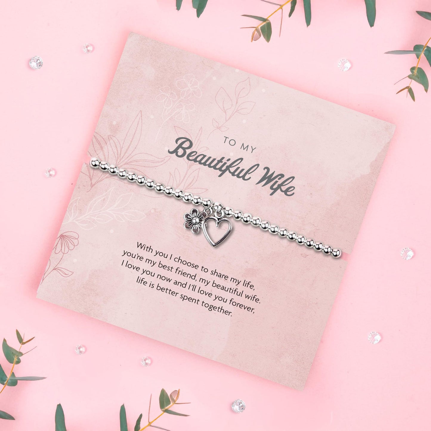 Minimalist Heart Floral Ball Chain Bracelet Stainless Steel Plated Women's Jewelry