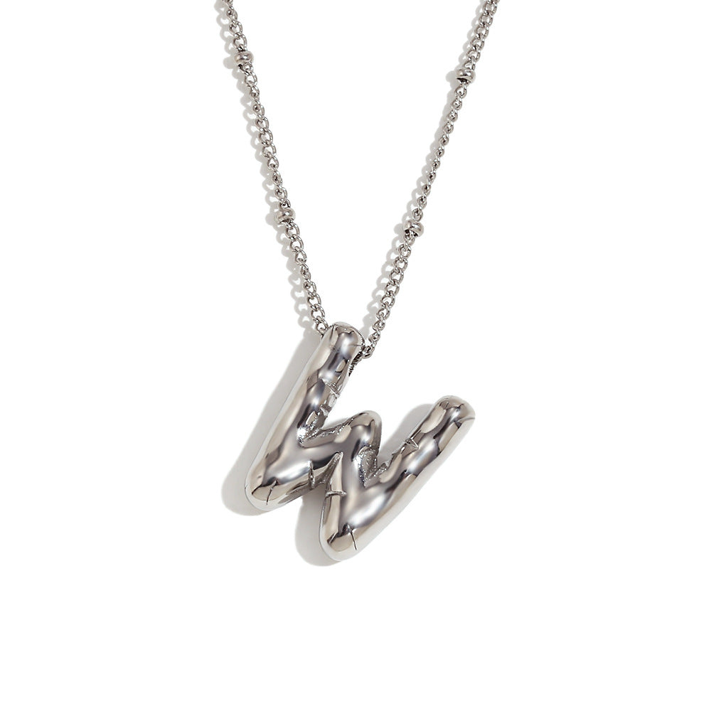 Fashionable Letter-Shaped Stainless Steel Pendant Necklace with 18K Gold Plating for Women