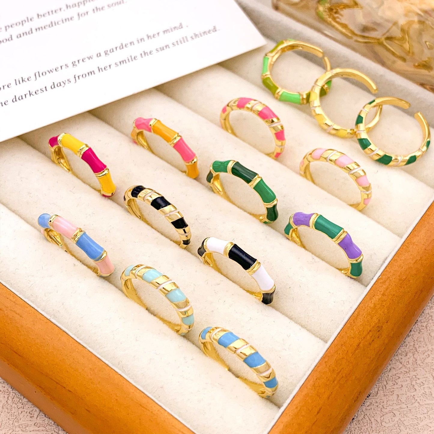 Sweet Floral Enamel Plated Alloy Ring for Women