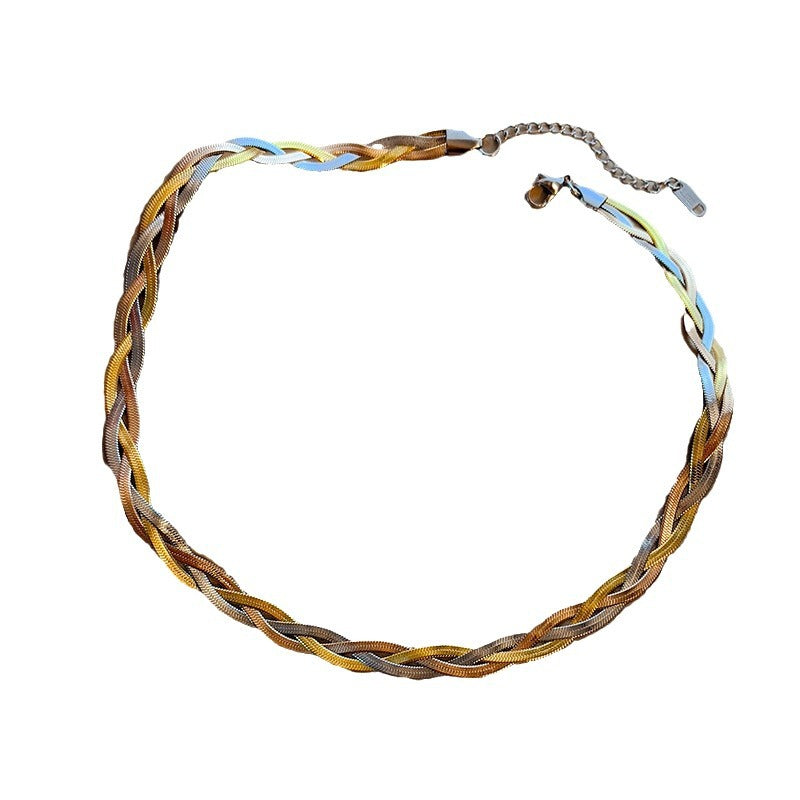 Minimalist Geometric Titanium Steel Plated Blade Chain Necklace for Women