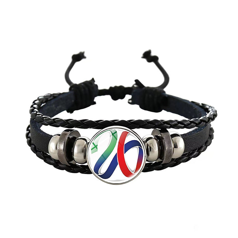 Sporty Geometric Braided Leather Bracelet Unisex Adjustable Hand Rope