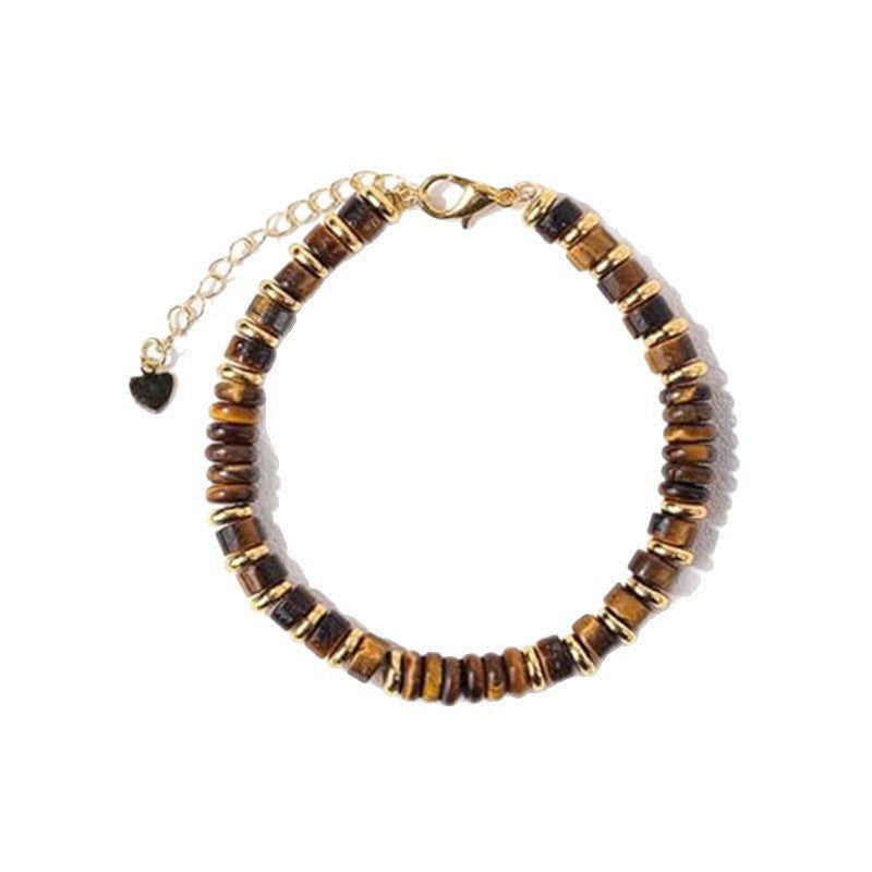 Bohemian Minimalist Natural Tiger's Eye Round Geometric Bracelet Unisex Jewelry