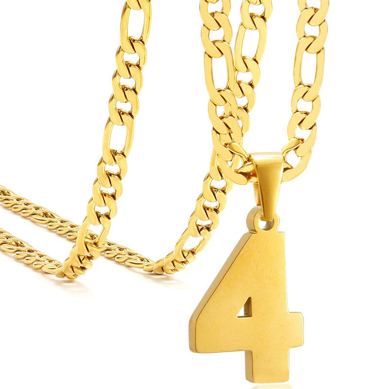 Minimalist Numeric Pendant Necklace for Men and Women Stainless Steel Chain with Polished Titanium Steel Charm