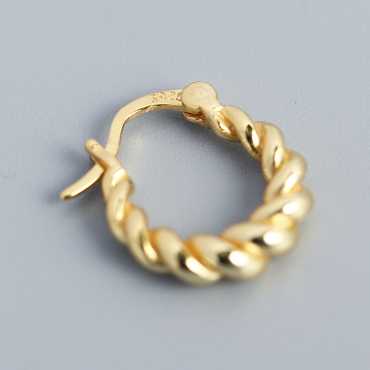 Vintage Minimalist U-Shaped S925 Sterling Silver Ear Cuffs with Geometric Wire-Wrapped Twist Design for Women