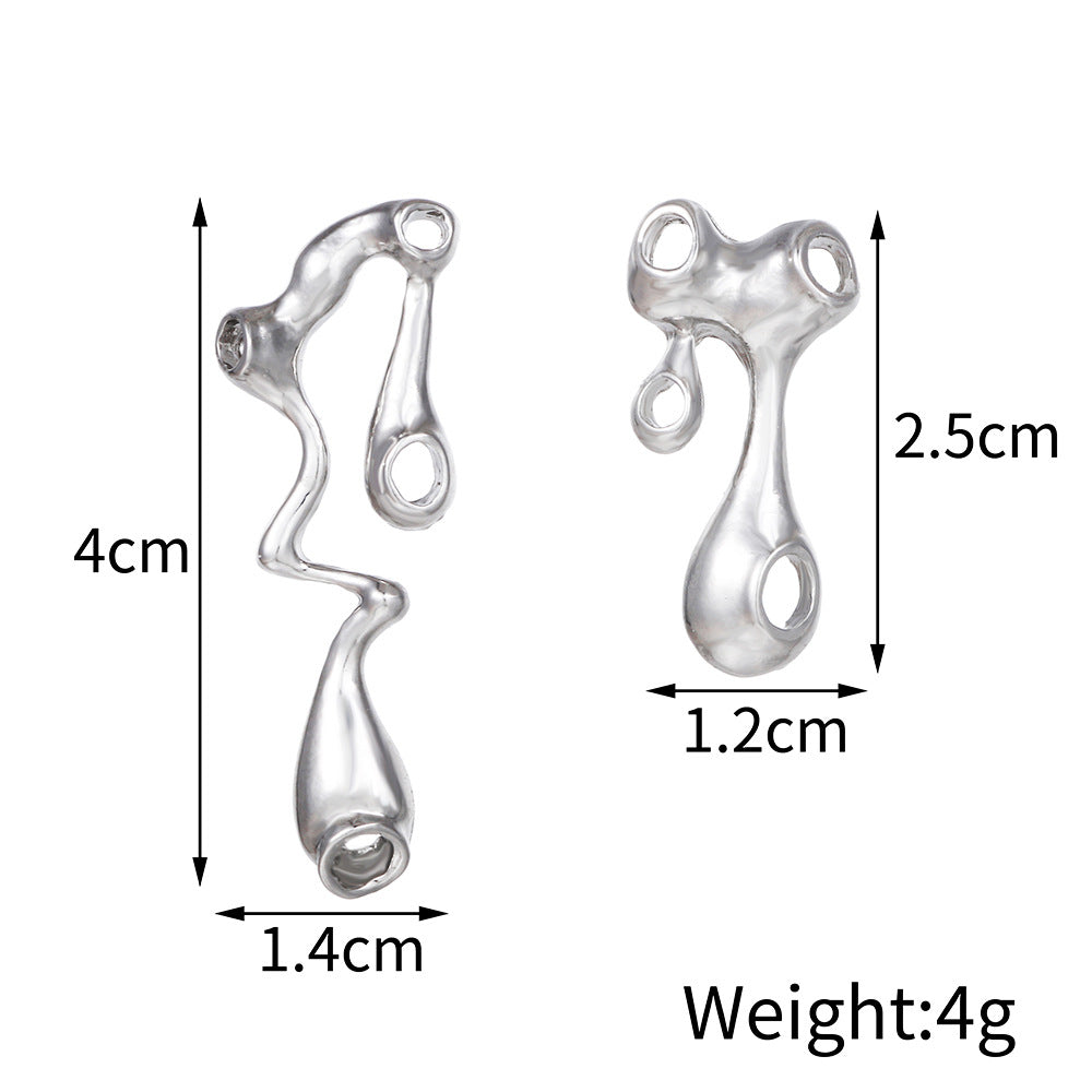 Asymmetric Teardrop Geometric Plated Alloy Earrings for Women