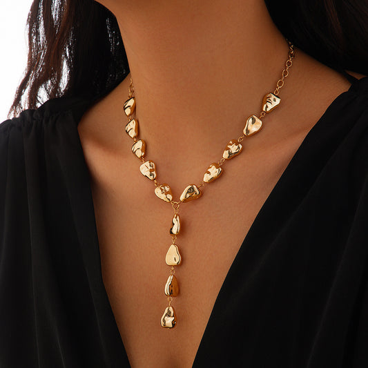 Minimalist Y-Shaped Drip Pendant Necklace with Tassels and Plated Finish for Women