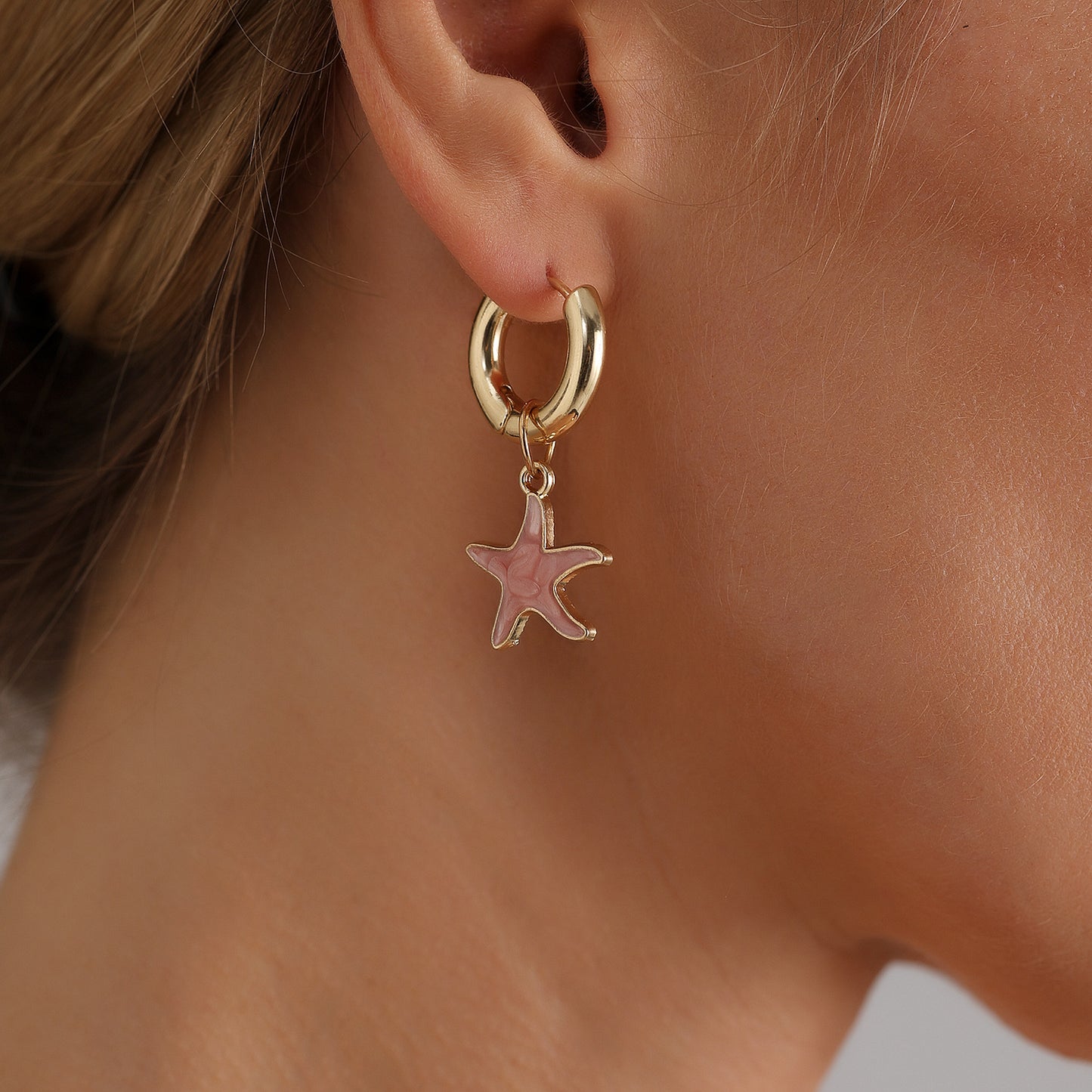 Vintage Asymmetrical Dolphin Tail and Starfish Earrings in Zinc Alloy with Enamel Finish for Women