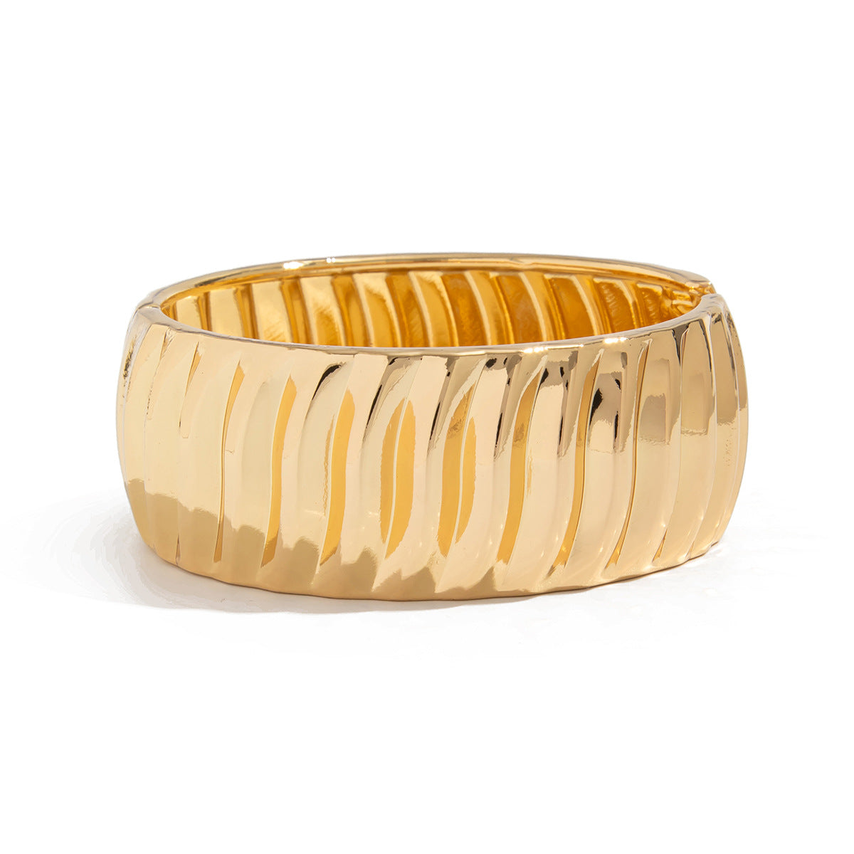 Pulsera minimalista con diseño de ondas de aleación electrochapada con cierre de mosquetón para mujer