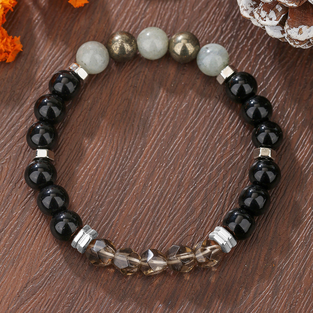 Handmade Round Geometric Crystal Beaded Bracelet 8mm Unisex
