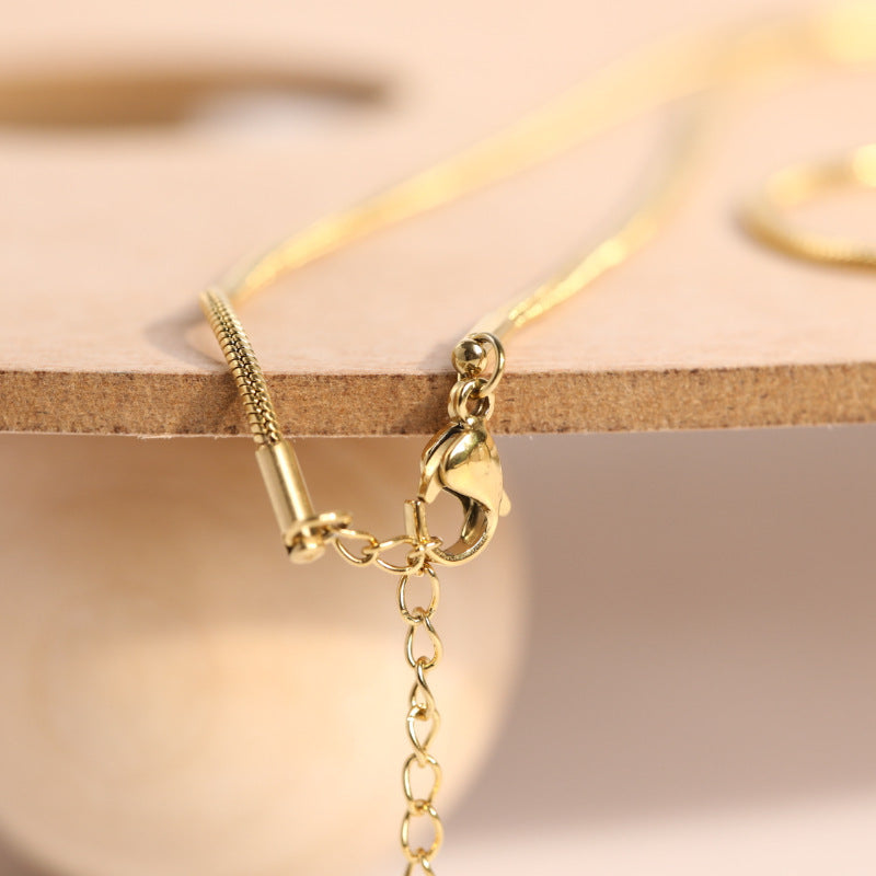 Minimalist Round Geometric Titanium Steel Plated Snake Chain Necklace 1.2mm 1.5mm High Color Retention