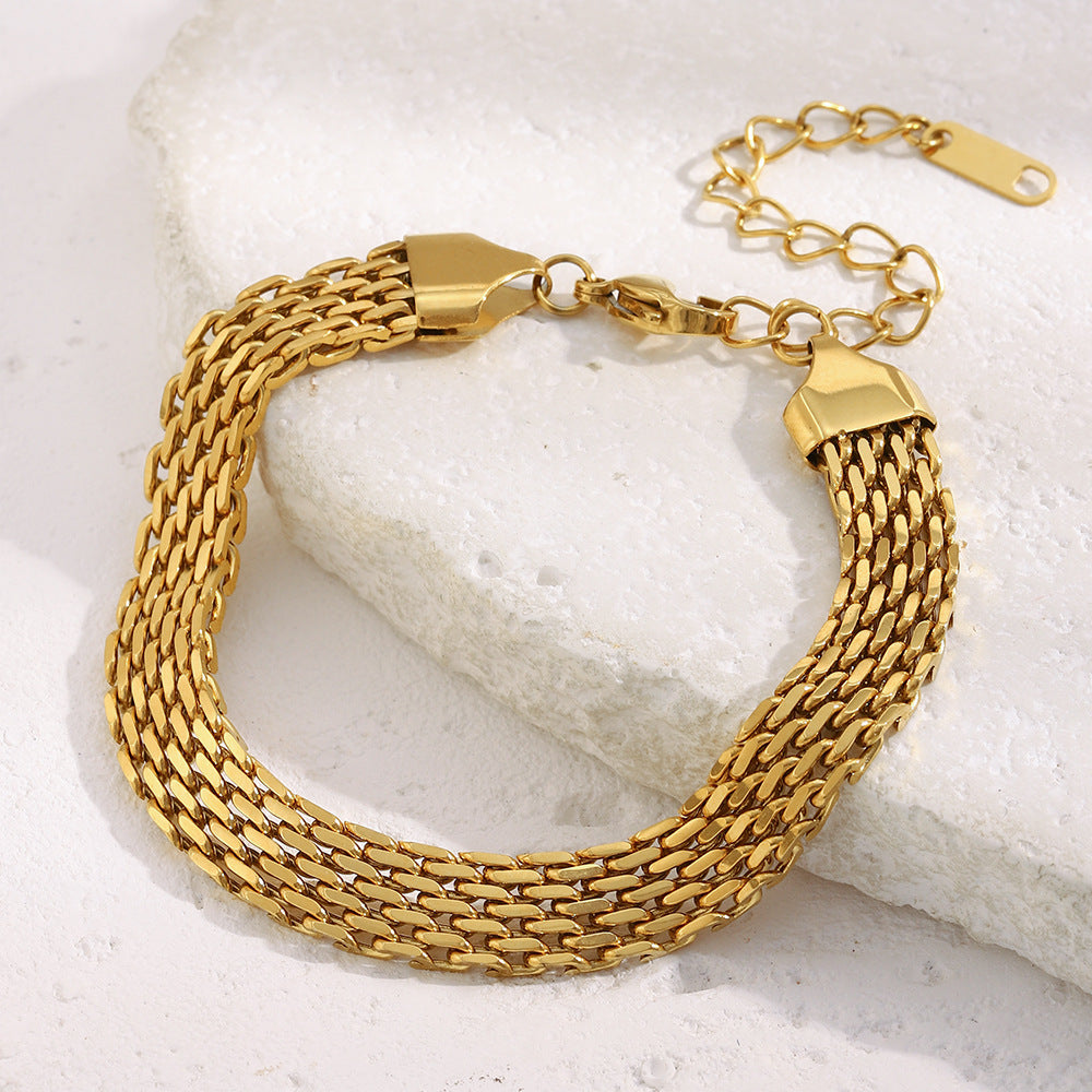Bracciale geometrico minimalista placcato oro 18 carati in acciaio inossidabile alla moda da donna