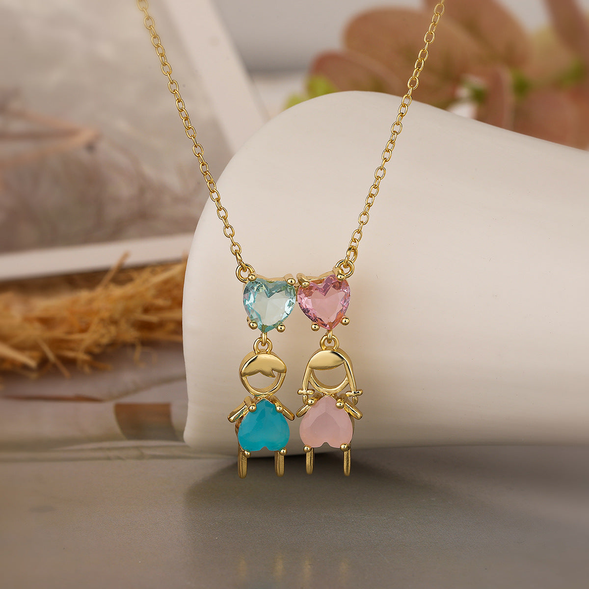 Minimalist Heart-Shaped Copper Pendant Necklace with Real Gold Plating and Zircon Inlay for Women and Men