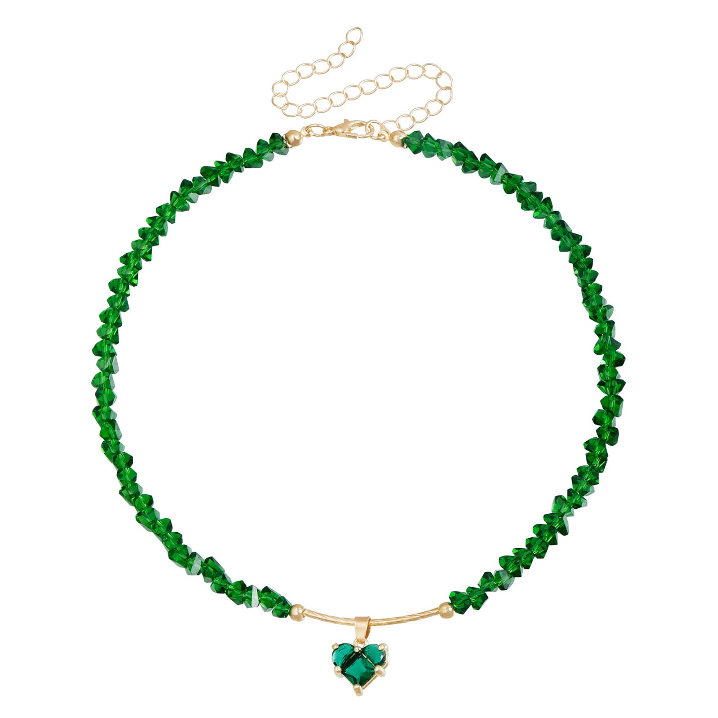Sweet and Edgy Heart-Shaped Zirconia Clavicle Necklace in Alloy with Electroplated Finish for Women