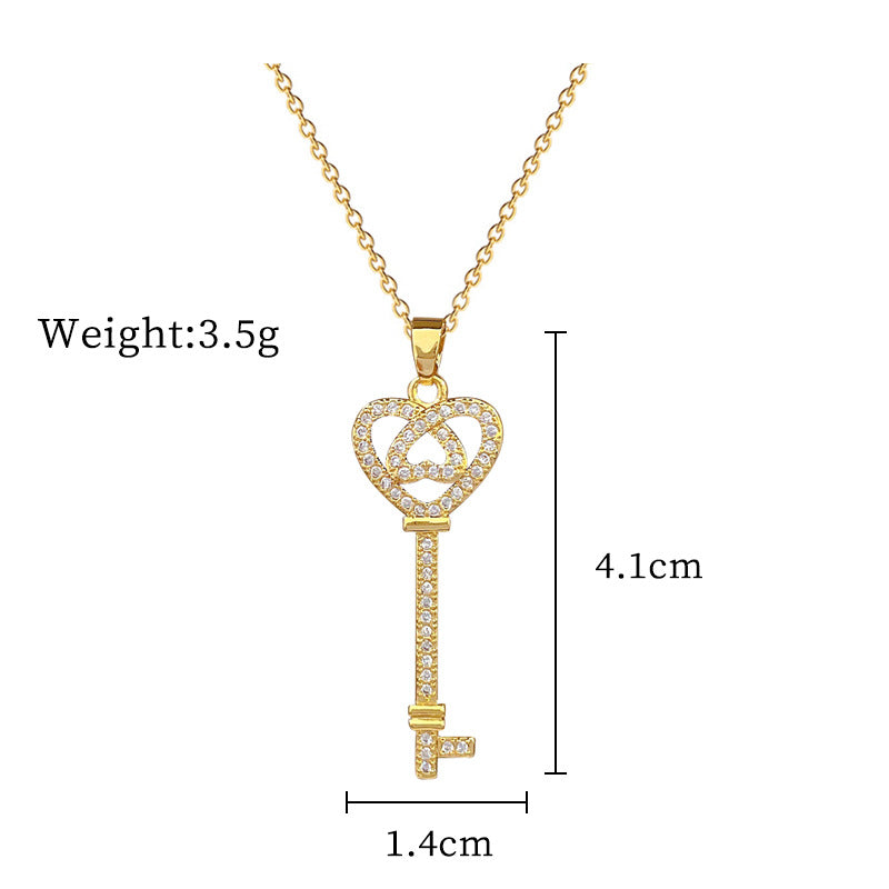 Luxury Sweet Heart-Shaped Rhinestone Pendant Necklace in Titanium Steel and Stainless Steel for Unisex
