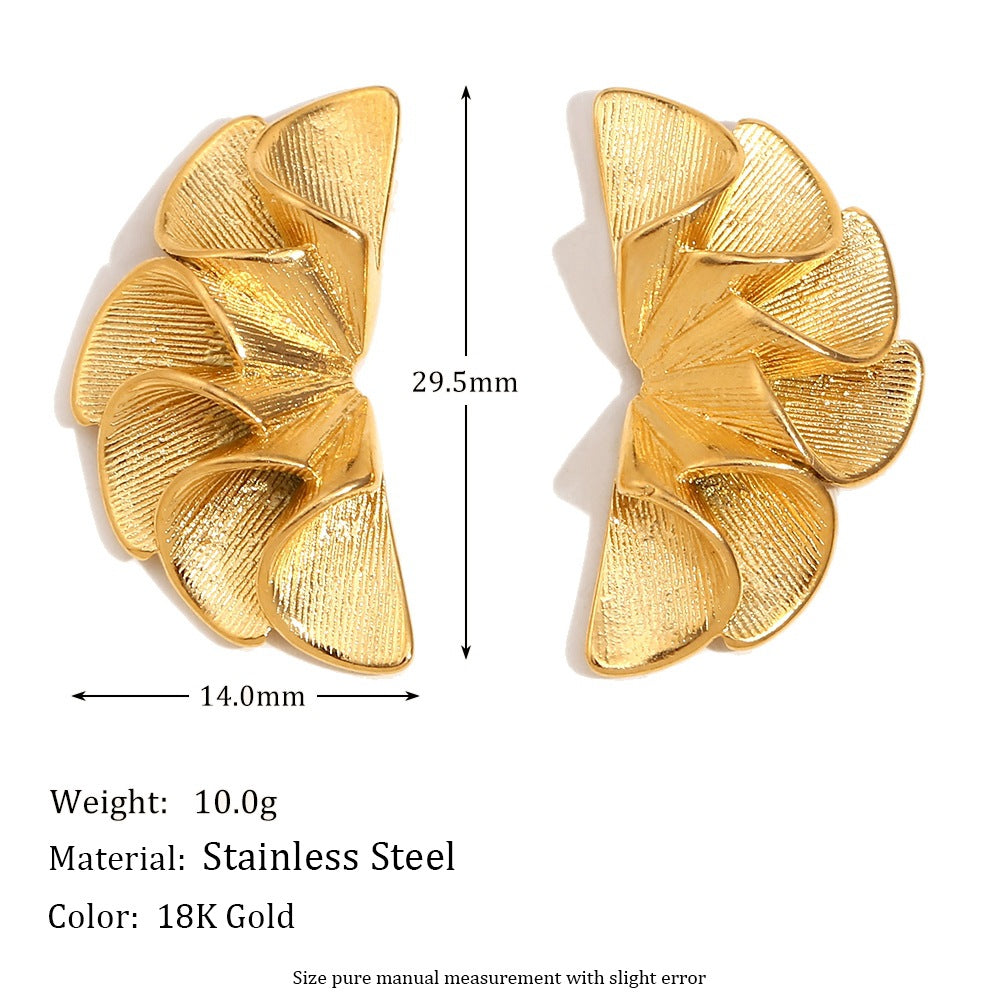 Orecchini a perno da donna minimalisti geometrici a petalo in acciaio inossidabile con placcatura in oro 18K